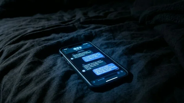 Unit 4 Image: Gritty 1990s pop art style glowing smartphone screening secret messages.