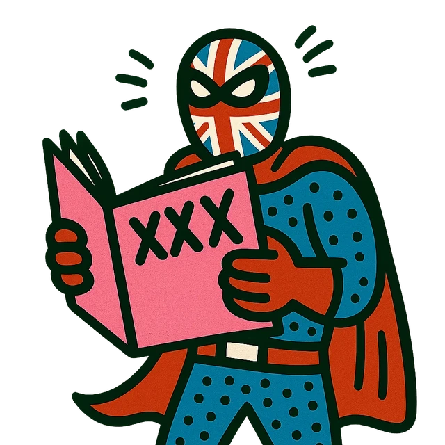 Native UK character illustrating English for the adult industry