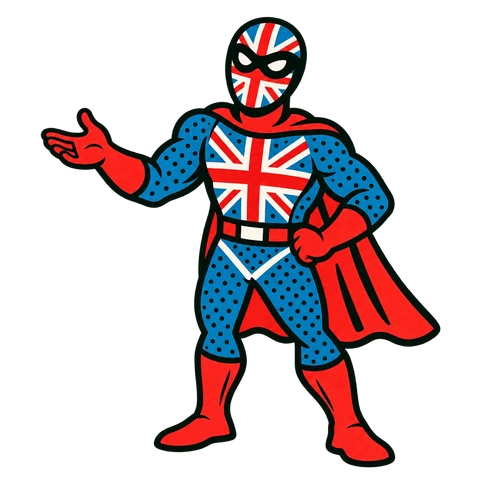 Native UK character supporting your English learning