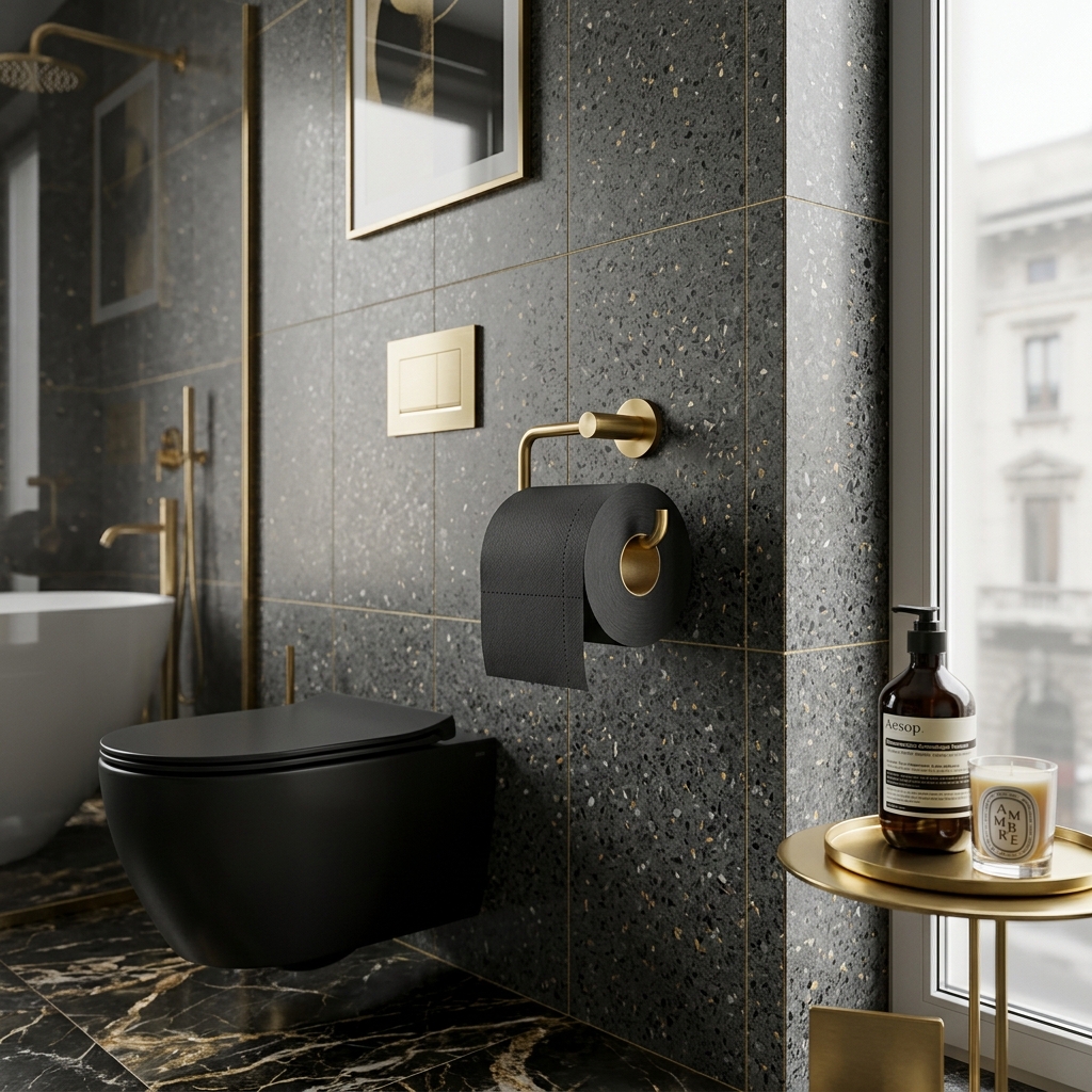 Expensive Black Toilet Paper in Milan